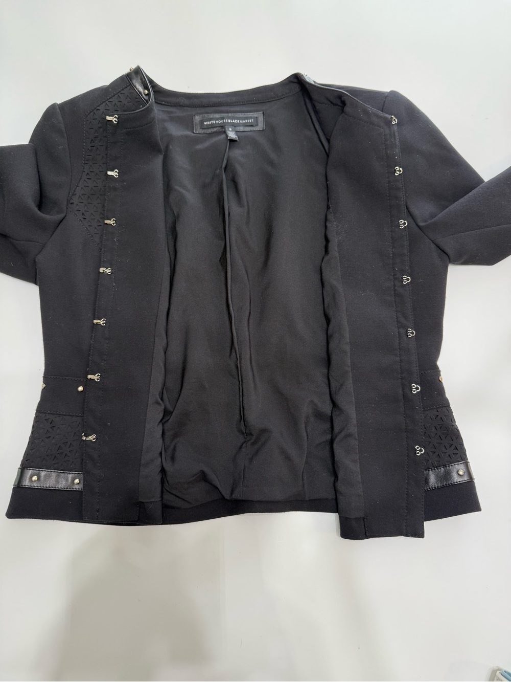 White House Black Market Black Studded Jacket Size 8 - Picture 5 of 8